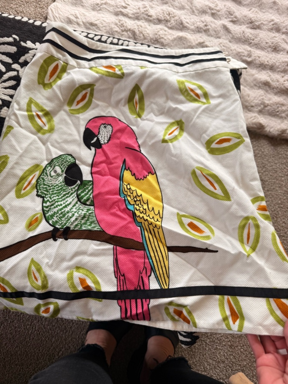 Unknown Brand Pink & Green Parrot Print Bird Mat